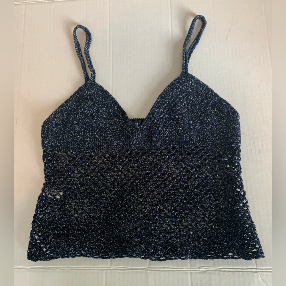 Express crotchet open knit cropped top tank